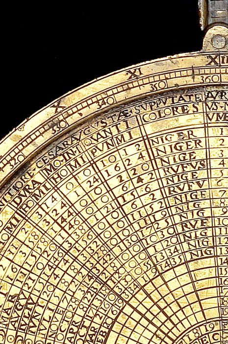 Closeup of Astrolabe Mater, attributed to Jacobus Valerius, Flanders?, 1558 (Inv. 48892)
