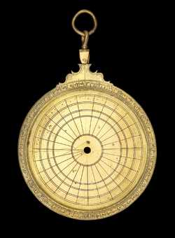 Front of astrolabe without rete or plates. Click to enlarge