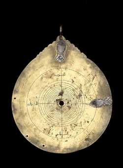 Complete front of astrolabe including rete. Click to enlarge.