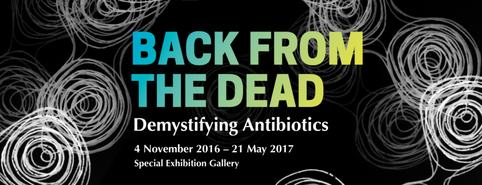 Back from the Dead: Demystifying Antibiotics - banner for the special exhibition 