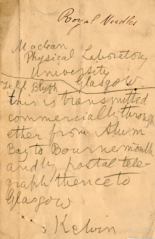 Letter relating to wireless experiments on Isle of Wight, December 1897