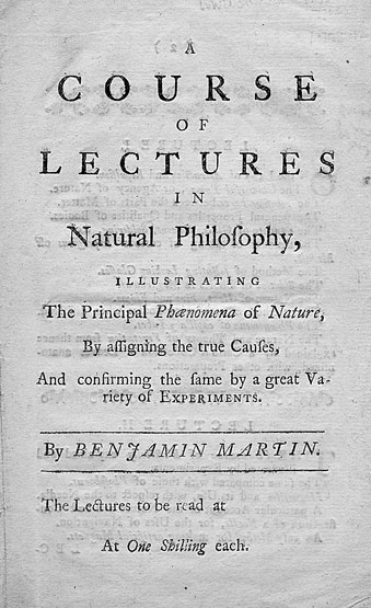 Title page of Benjamin Martin’s lecture syllabus