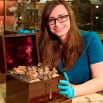 Sophie Andrews, DPhil student in biological sciences, with the medicine chest.