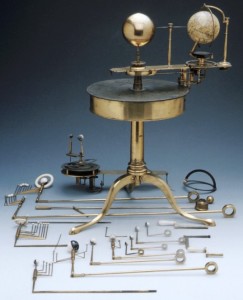 Orrery with accessories around it