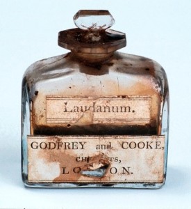 A bottle of laudanum, manufactured by Godfrey and Cooke. 