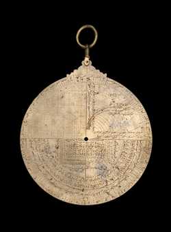 Small image of astrolabe back with rules or alidades removed. Click to enlarge.