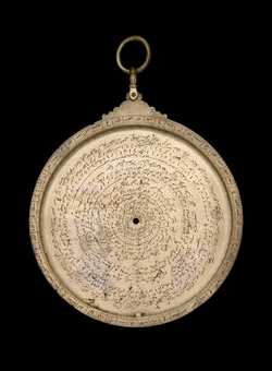 Front of astrolabe without rete or plates. Click to enlarge