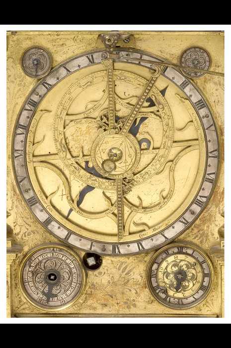 Closeup of Astrolabe Clock, by Johann Leonhardt Bommel, Nuremberg, c.1686? (Inv. 35592)