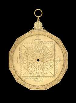 Front of astrolabe without rete or plates. Click to enlarge