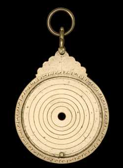 Front of astrolabe without rete or plates. Click to enlarge