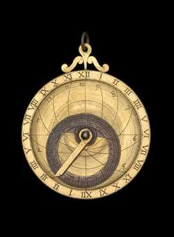 Complete front of astrolabe including rete. Click to enlarge.