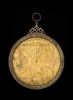 Front of astrolabe without rete or plates. Click to enlarge