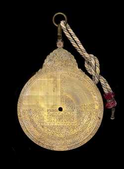 Small image of astrolabe back with rules or alidades removed. Click to enlarge.