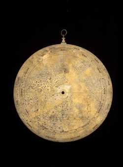 Small image of astrolabe back with rules or alidades removed. Click to enlarge.