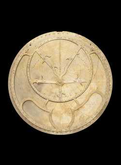 Complete front of astrolabe including rete. Click to enlarge.