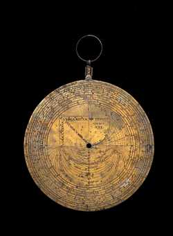 Small image of astrolabe back with rules or alidades removed. Click to enlarge.