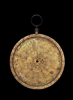 Front of astrolabe without rete or plates. Click to enlarge