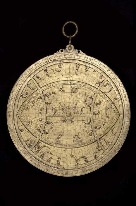 Closeup of Astrolabe with Universal Lamina, by 'Ali ibn Ibrahim al-Harrar, Taza, Morocco, 1327/8  (Inv. 50853)
