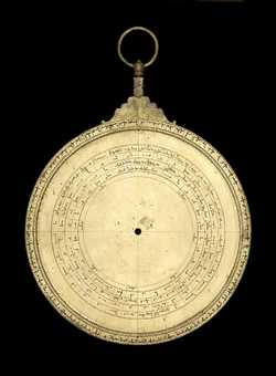 Front of astrolabe without rete or plates. Click to enlarge