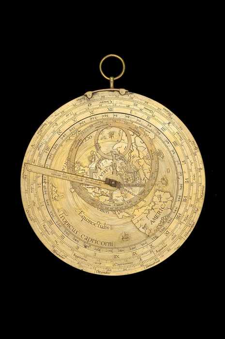 Closeup of Geographical Astrolabe, by Gillis Coignet, Antwerp, 1560 (Inv. 53211) showing Antarctica