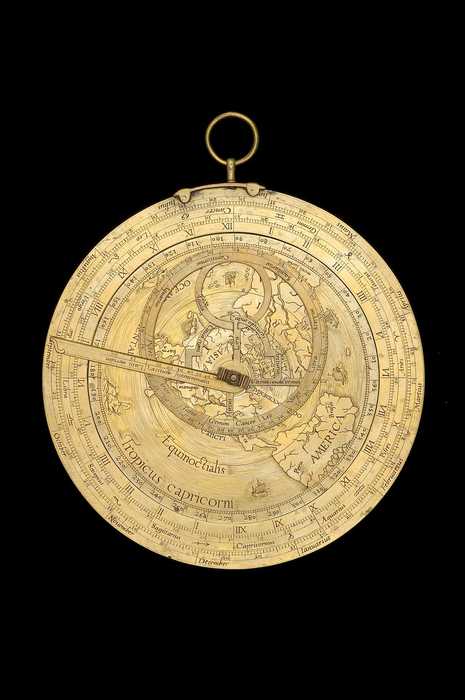 Closeup of Geographical Astrolabe, by Gillis Coignet, Antwerp, 1560 (Inv. 53211) showing Antarctica
