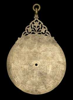 Small image of astrolabe back with rules or alidades removed. Click to enlarge.