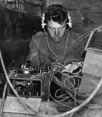 Marconi wireless equipment in the trenches during World War One