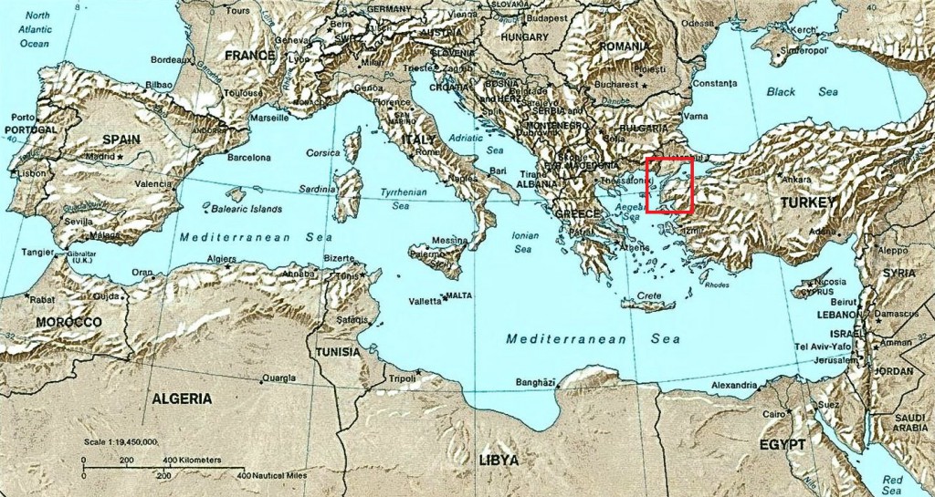 Box showing the location of Gallipoli and the Dardanelles, connecting the Mediterranean Sea with the Black Sea.