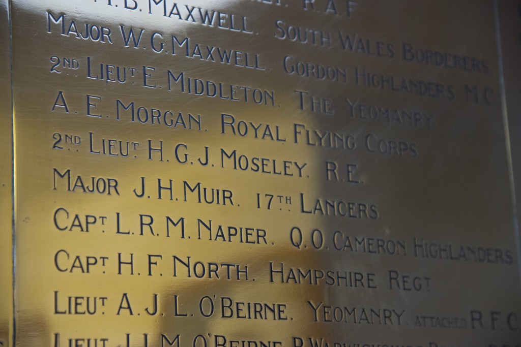 Harry's name on the Summer Fields war memorial.