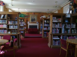 Summer Fields: The modern library, formerly the dining room during Harry's time at the school.