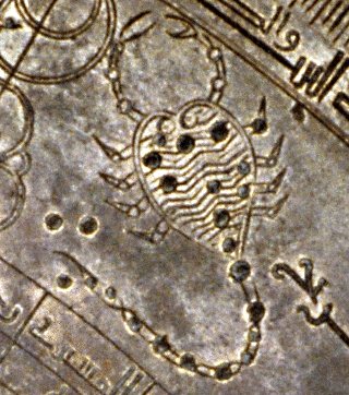 Zodiac sign of Scorpio on an Islamic Astrolabe