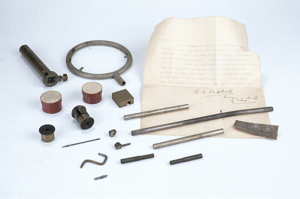 preview image for Miscellaneous Group of Microscope and Other Accessories with Letter in Cardboard Box