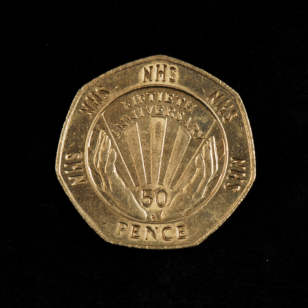 preview image for Fifty Pence Coin Commemorating the Fiftieth Anniversary of the National Health Service, British, 1998
