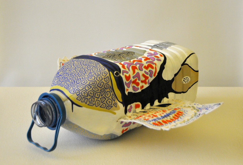 Polyethylenterephthalat fish of the future Polyethylenterephthalat fish of the future’, plastic, acrylic paint, by Ann-Kathrin Schubert