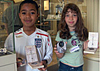 Two children with their sundials made in this workshop.